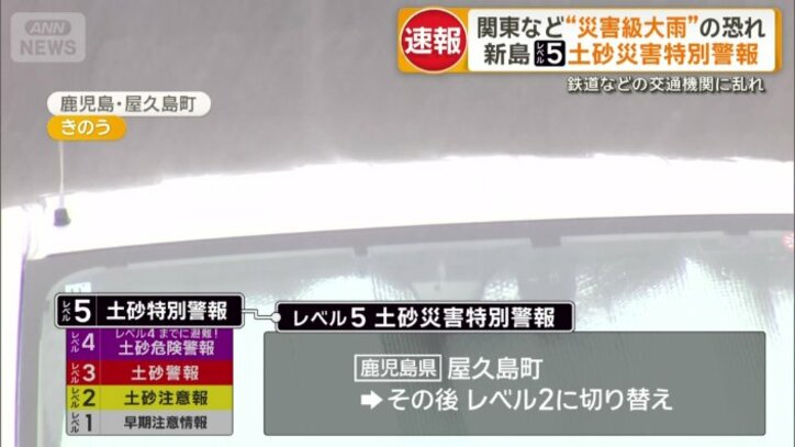 一時レベル5土砂災害特別警報