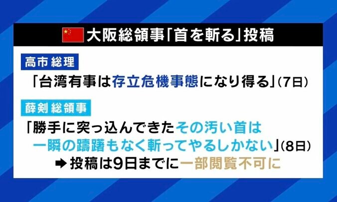 大阪総領事『首を斬る』投稿