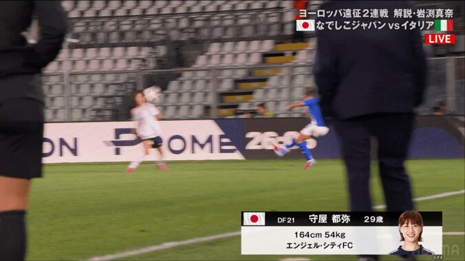 「すごい音したぞ…」なでしこDFに衝撃アクシデント…至近距離クロスが顔面直撃「痛すぎる」「大丈夫か？」守屋都弥をファン心配 3枚目