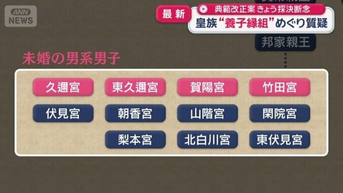 4の宮家に未婚の男系男子がいるとされる