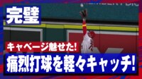 【映像】ファン歓喜!フェンス際で“ジャンピングキャッチ“の瞬間