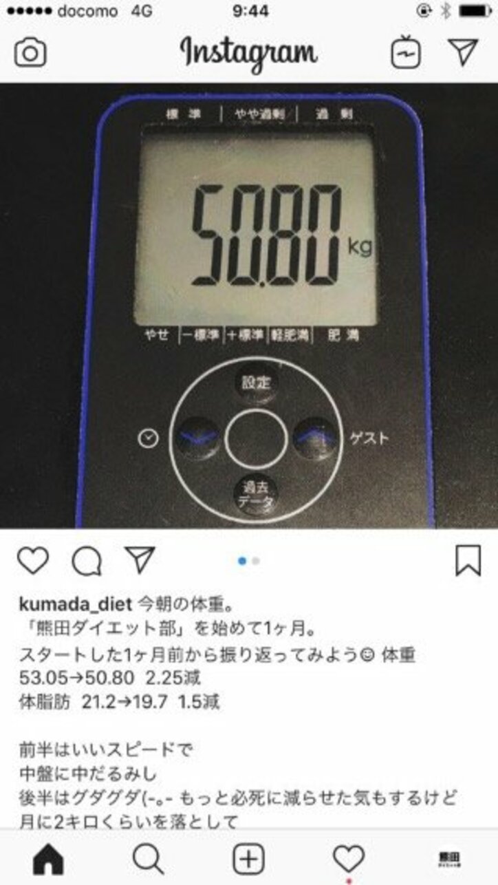 熊田曜子、ダイエットの経過体重を報告「今月中には妊娠前の体重に戻せるかなぁ」