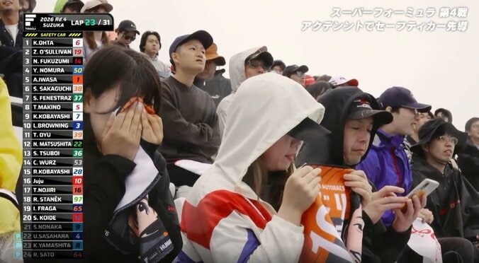 大荒れ日本最速レース、SC明けにクラッシュ相次ぐ波乱 「相当濡れてますね」またも雨に翻弄…ファンも号泣 3枚目