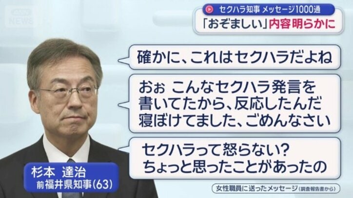 セクハラであることを分かっていながらメッセージを送っていたとの指摘も