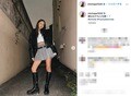「脚は出すなら生脚！」みちょぱ、ミニスカ＆ロングブーツコーデを披露し「カッコ可愛くて素敵」と絶賛の声