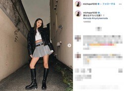 「脚は出すなら生脚！」みちょぱ、ミニスカ＆ロングブーツコーデを披露し「カッコ可愛くて素敵」と絶賛の声