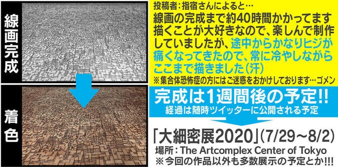 浮き出る線画に反響続出 投稿主のプロ画家を取材「肘を冷やしながら描いた」 3枚目