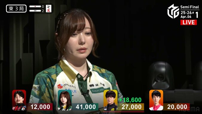 役満逃してツモられて…東城りお、悲しすぎる顔