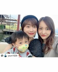 板野友美、ヨンア＆息子との3人で遊ぶ様子に「みんな可愛すぎる！」「癒されるショットだね」の声
