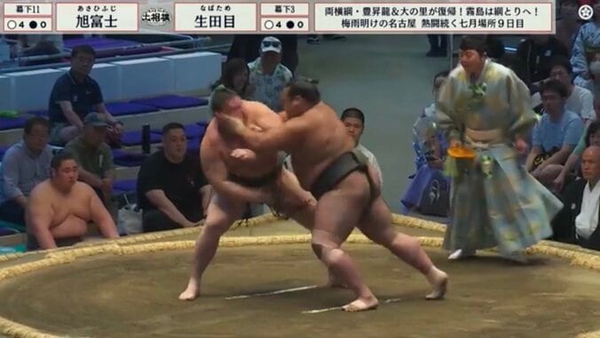 関取経験者の“一撃”で崩れ落ちる旭富士