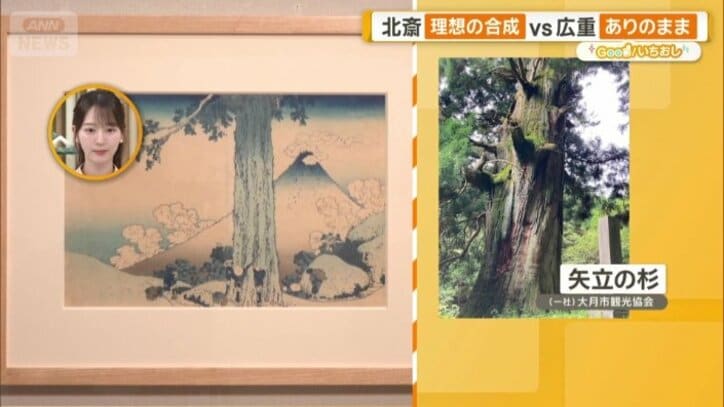 「矢立の杉」を取り込んだ北斎の「冨嶽三十六景　甲州三島越」