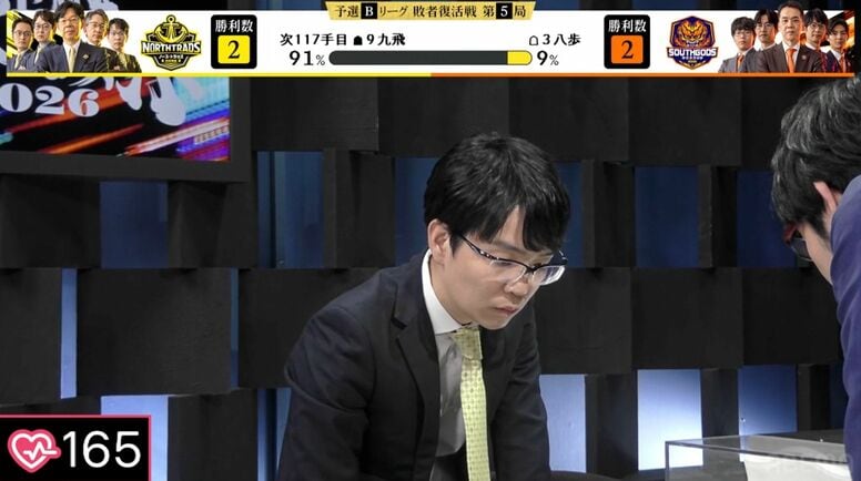 全国の豊島ファン大丈夫？心拍数165の極限状態！豊島将之九段が見せた驚愕の“顔面受け”とクールな表情のギャップがエグい／将棋・ABEMA地域トーナメント2026