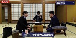 菅井竜也八段、圧巻の3連勝！阿部健治郎七段に約2時間残しで快勝　首位タイに／将棋・王位戦挑決リーグ