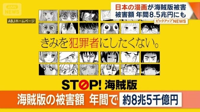 海賊版の被害額　年間で約8兆5000億円