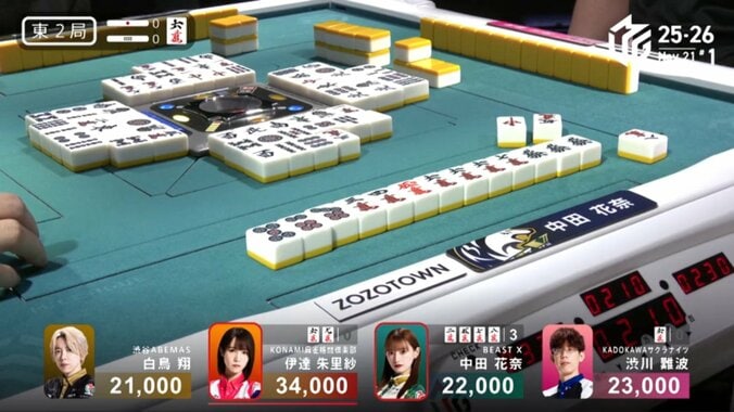 中田、絶好4面待ちリーチ→会心のアガリ