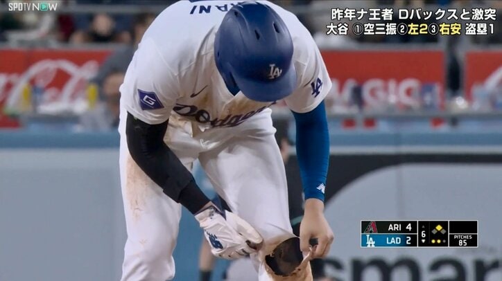 【写真・画像】大谷翔平、1試合2盗塁でユニまた"破れた" 「やぶれすぎw」「もろすぎやろ」大ハッスルの瞬間　1枚目