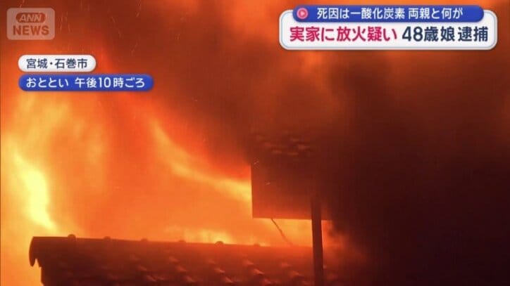 激しい炎に包まれた住宅