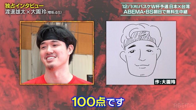 【バスケ日本代表】なぜ渡邊雄太は“メンタル満点”と自己評価した？「キャプテンだからこそ…」櫻坂46・大園玲の“似顔絵”には笑顔 3枚目