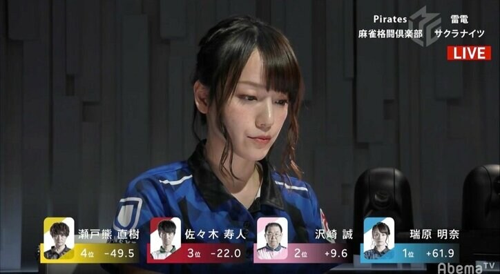 天鳳育ちの“美女海賊”が鮮烈デビュー 瑞原明奈が初登場初トップ!/麻雀・Mリーグ