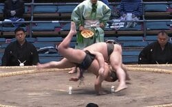 立ち合いで見たことない体勢に“ヒヤリ” 「どすん!」一体何が? 館内騒然の一コマ