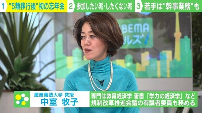 増える「忘年会」 “幹事”が回ってきた若手社員へ、中室教授「自由参加が原則」「好きな人に任せたらいい」 1枚目