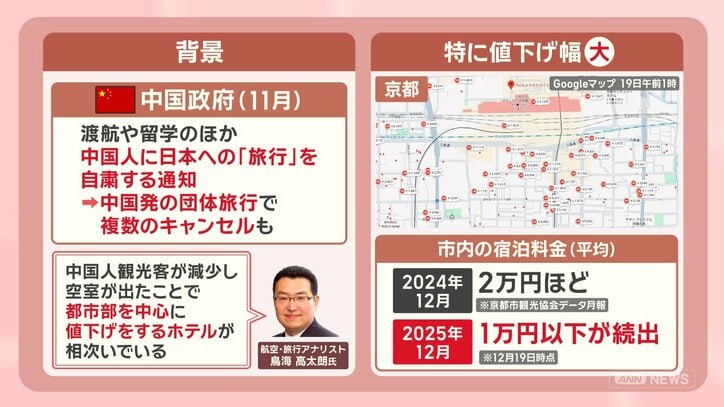 年末年始 中国人観光客自粛で京都のホテル値下げ続出？1泊2日のお得な旅先とは