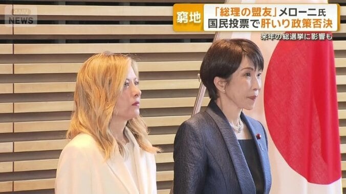 就任後で初ピンチのメローニ首相