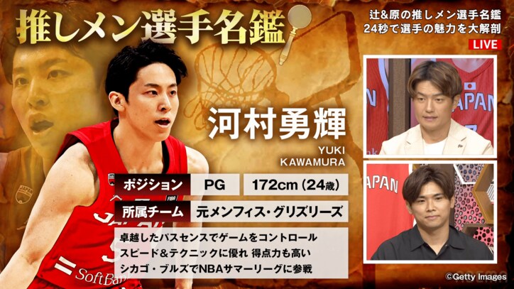 河村勇輝の凄みを語る辻直人（右上）と原修太（右下）