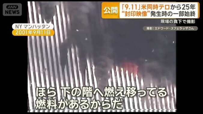 赤い炎が見える様子