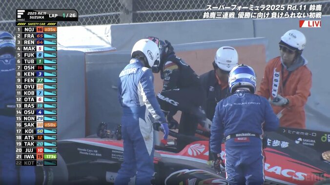 鈴鹿騒然！予選PPの岩佐歩夢がいきなりクラッシュ “逆転王座”最右翼に1周目で悲劇、首を振り悔しさ滲ませる 3枚目