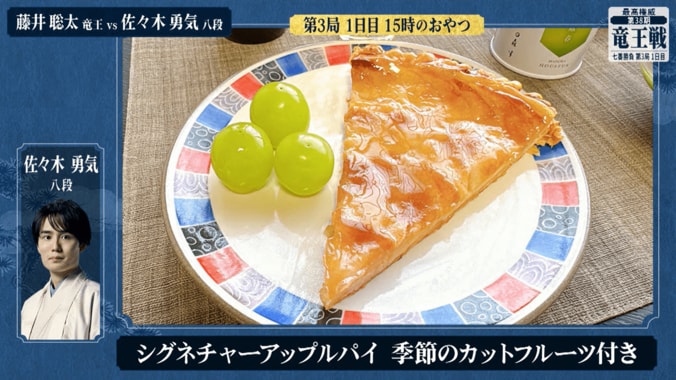 佐々木勇気八段の「シグネチャーアップルパイ 季節のカットフルーツ付き」