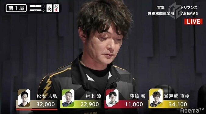 今年は“雷年”瀬戸熊直樹、雷鳴轟く倍満ツモで2020年初陣白星／麻雀・Mリーグ 2枚目