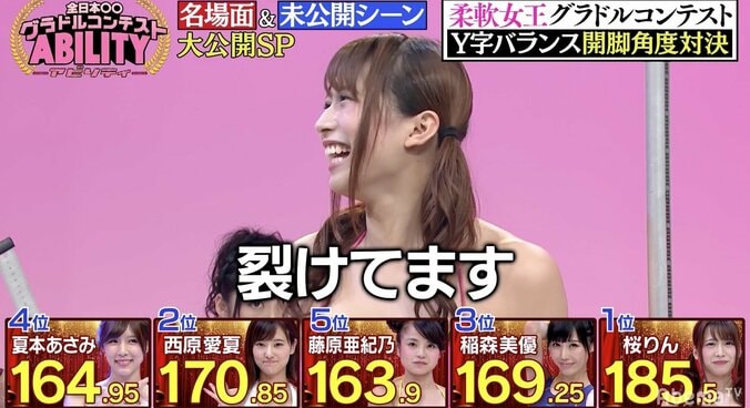 「裂けてます」グラドル桜りん、驚異のY字バランス開脚で圧巻の「180度超え」 3枚目