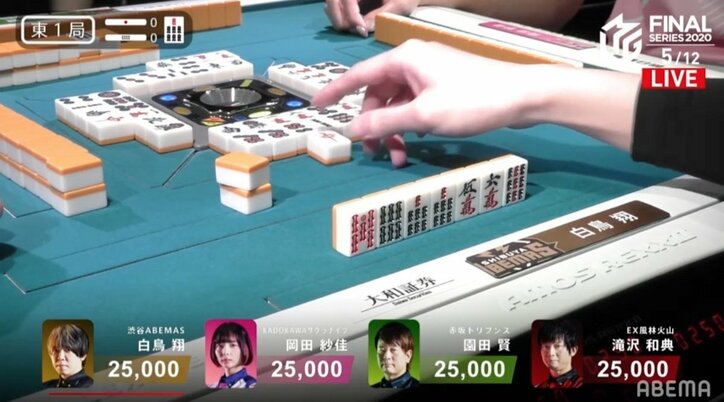 残酷すぎる牌のいたずら 白鳥翔、痛恨の大三元逃しに「あんなところから…」とがっくり/麻雀・Mリーグ