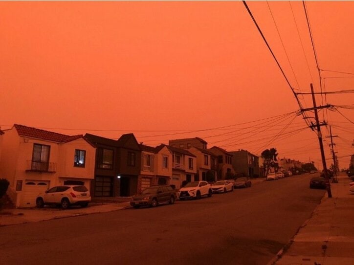 野沢直子、山火事で“不気味”な色になった空を公開「ぞっとしました」