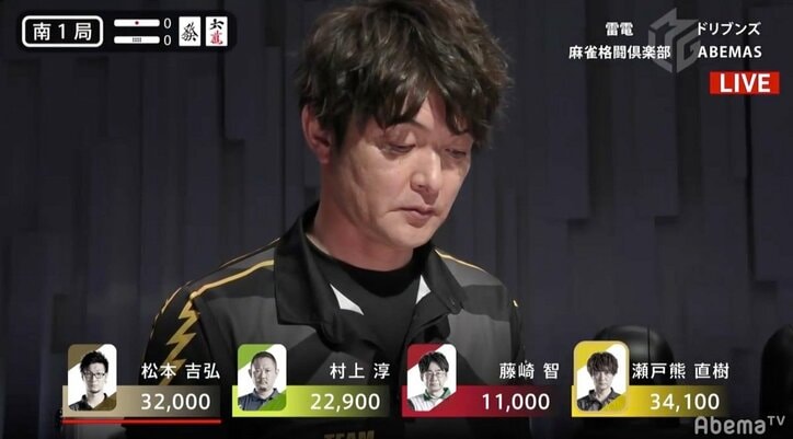 今年は“雷年”瀬戸熊直樹、雷鳴轟く倍満ツモで2020年初陣白星／麻雀・Mリーグ