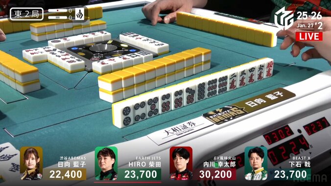 気持ちよすぎる赤牌引き！絶好の三面張リーチへ発展した場面