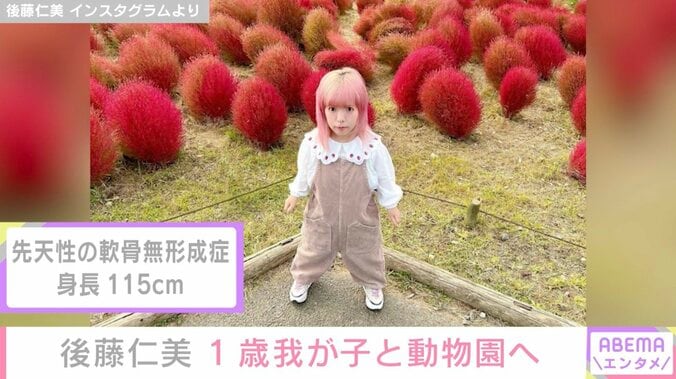 【写真・画像】身長115㎝モデル・後藤仁美、1歳の我が子と動物園での親子ショットに反響「とてもステキです」　1枚目