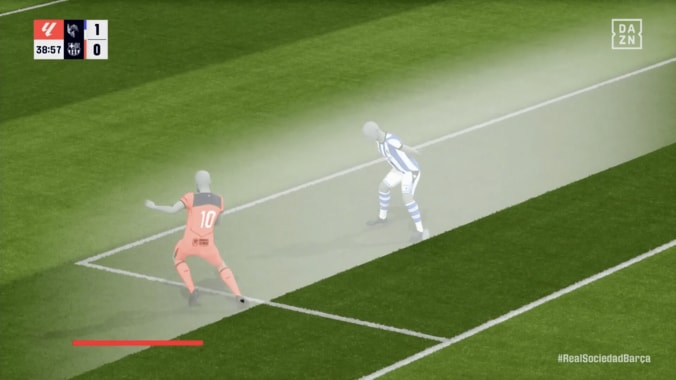 「流石にふざけすぎ」“微妙すぎるオフサイド”の判定CGにネット騒然！バルサのゴール取り消し「踵が0.1ミリ出てる」「こんなのありかよ」 4枚目