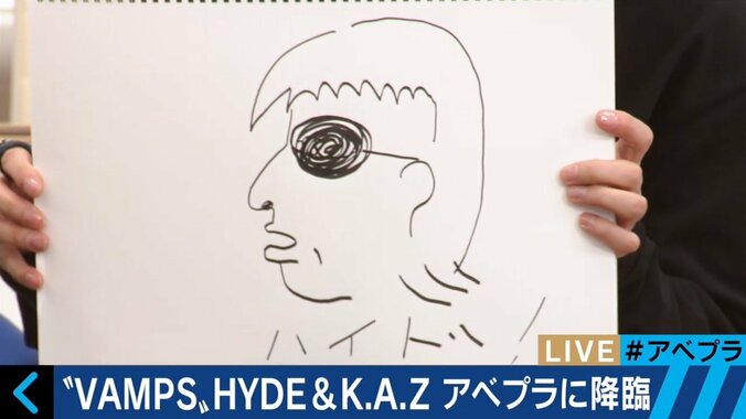 全米ツアー直前のVAMPSを直撃　K.A.ZがHYDEの似顔絵で意外な才能を披露 4枚目