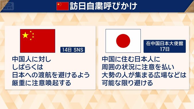 中国、日本の対応