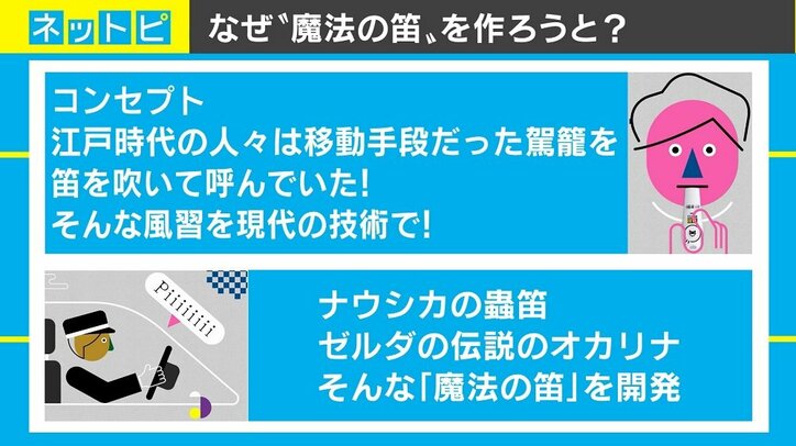 吹くだけでタクシーを呼べる“魔法の笛”、開発の背景は「『ナウシカの蟲笛』『ゼルダのオカリナ』を作りたかった」