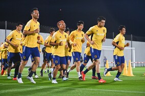 町野修斗、スタンバイOK。大先輩を押しのけ、先頭のセンターポジションで駆ける。スペイン戦、出る気満々だ【W杯コラム】