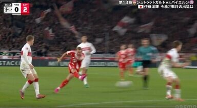 「理不尽すぎる」いきなり右足一閃→爆速“弾丸ミドル”が突き刺さる「速すぎだろ…」途中出場のバイエルンFWケイン、強烈シュートにファン衝撃