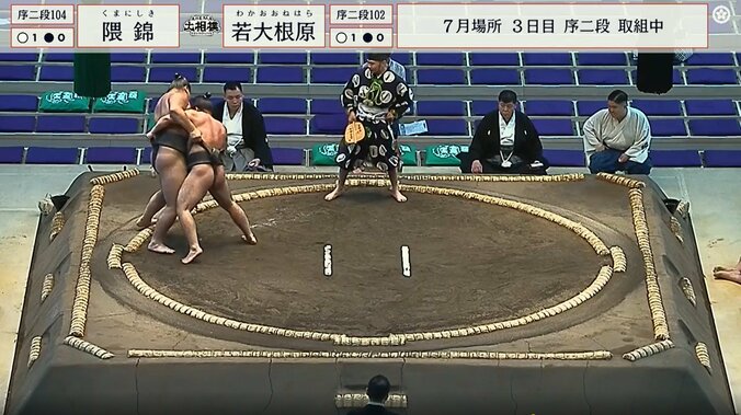 隈錦の左足が蛇の目の砂を掃いた瞬間