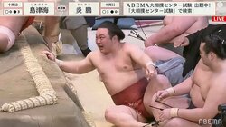 炎鵬、土俵下に背中からダイレクト落下 痛み気にせず「どっち勝った！？」と表情きりり