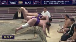 【画像】土俵下に飛んでいく2人