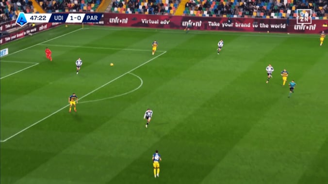 正確無比！ 鈴木彩艶の“極上バックスピンパス”が話題「お見事」「レベルアップしてる」「相手だと絶対に嫌なGK」味方の足下にピタリと届けた瞬間 4枚目