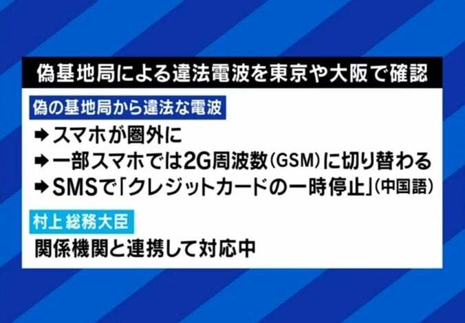 偽基地局から違法電波