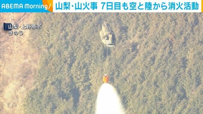 消火活動を行う防災ヘリ